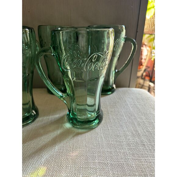 2 Libbey Coca Cola Mug Green Glasses - Picture 5 of 10